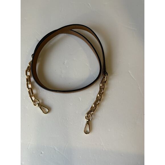 Michael Kors bag replacement leather/metal belt Brown Gold new - Picture 3 of 8